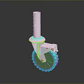 Detailed Green Tread Gear Pattern Tire With Metal Axle And Bracket Wheel Structure
