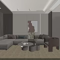 Modern Hotel Guest Room Interior With Comfortable Sofa TV Wall And Bookshelf