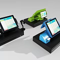 Commercial Equipment Featuring Tablet POS Terminals In Various Colors With Scanner Accessories