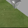 Minimalist White Pendant Light Hanging Over Green Grass With Blue Sky Background