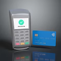 Computer Based Payment Terminal With Contactless Credit Card Checked Transaction Display Screen 3d model