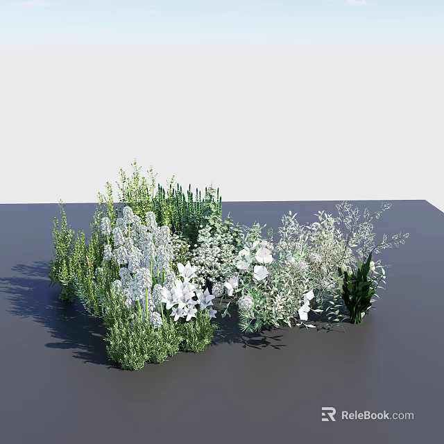 Elegant Floral Decorative Arrangement With Green Plants White Blooms And Mixed Foliage 3d model 