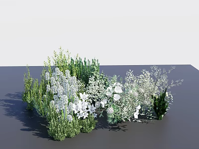 Elegant Floral Decorative Arrangement With Green Plants White Blooms And Mixed Foliage 3d model