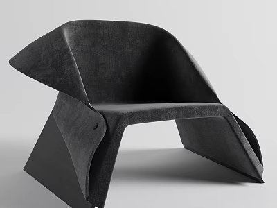 Black Modern Single Chair With Unique Curved Lines And Leather-like Design 3d model