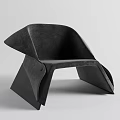Black Modern Single Chair With Unique Curved Lines And Leather-like Design