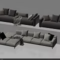 Modern Fabric Sofa Set With Soft Cushions Throw Pillows And Decorative Blanket 3d model