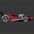Red Low Poly Racing Car With Black Spoiler White Wheels And Silver Accents