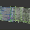 Industrial Metal Grid Gate Design With Concrete Wall And Rustic Metal Frame Details