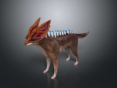 Brown And Red Mythical Creature With Large Ears Spiked Back And Dog Like Body 3d model
