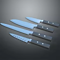 Premium Stainless Steel Kitchen Knives With Black Handles And Silver Blades For Home Cooking
