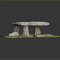 Simple Stone Structure With Standing Stones Supporting Slab Surrounded By Small Stones On Grass 3d model