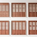 Traditional Chinese Wooden Carved Doors With Multiple Intricate Patterns On White Background