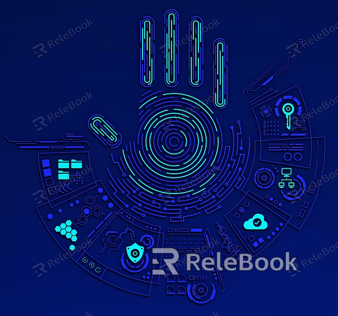 Science and technology elements science and technology lines science and technology wind fingerprint model