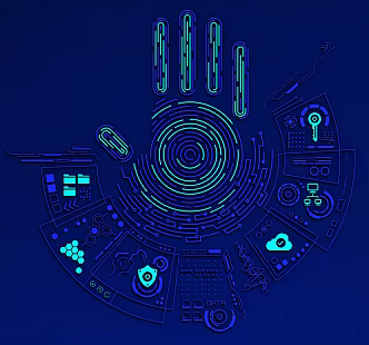 Science and technology elements science and technology lines science and technology wind fingerprint 3d model