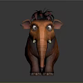 Vibrant Orange Cartoon Elephant Character With Red Mane And Big Eyes