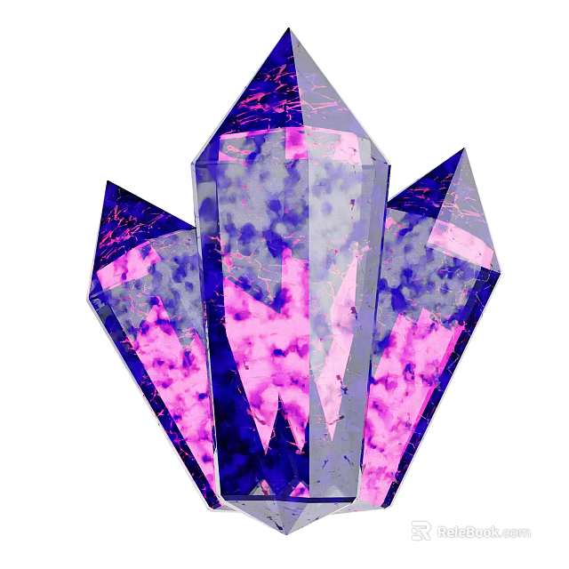 Vibrant Purple And Pink Polyhedral Crystal With Geometric Facets And Colorful Patterns 3d model 