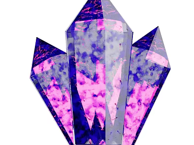 Vibrant Purple And Pink Polyhedral Crystal With Geometric Facets And Colorful Patterns 3d model