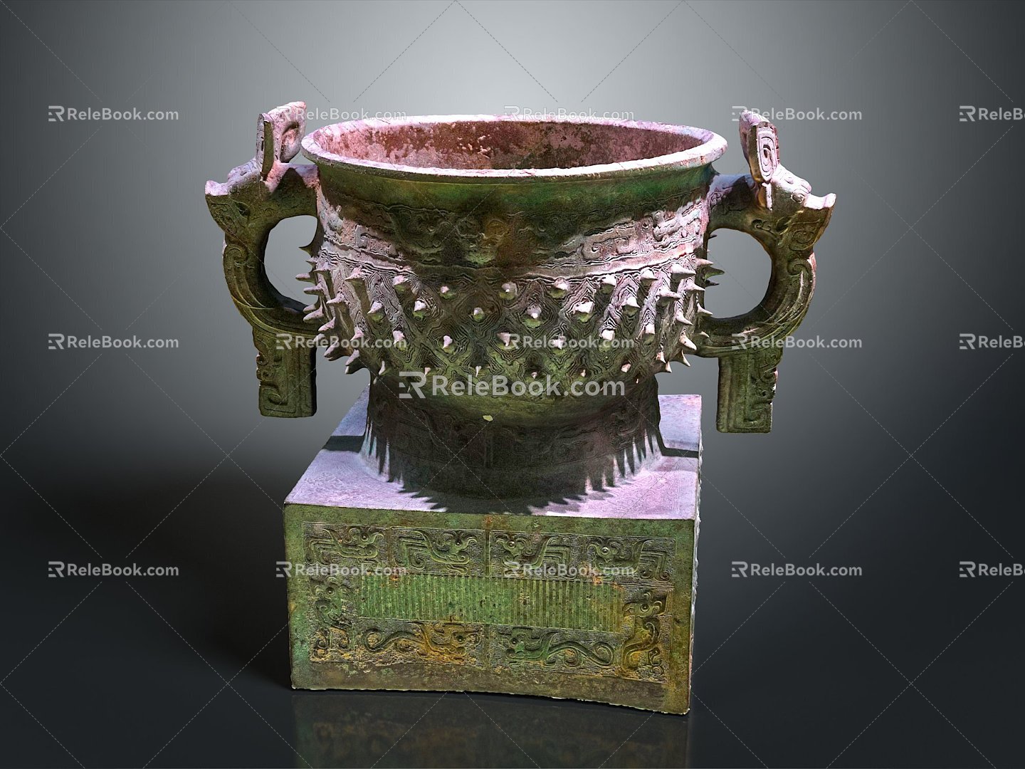 Chinese bronze tripod ancient tripod ancient cultural relics tripod copper treasure tripod 3d model