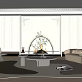 Elegant Modern Living Room With Arched Fireplace Decorative Walls And White Furniture