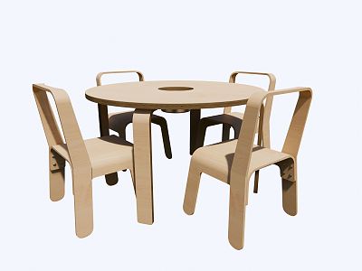 Nordic Children's Table and Chair Children's Log Dining Table and Chair Combination model