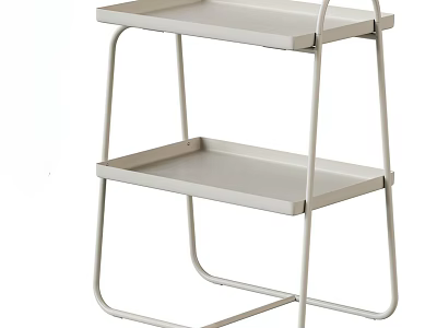 White Metal Two Tier Storage Shelf With Minimalist Design And Flat Trays 3d model