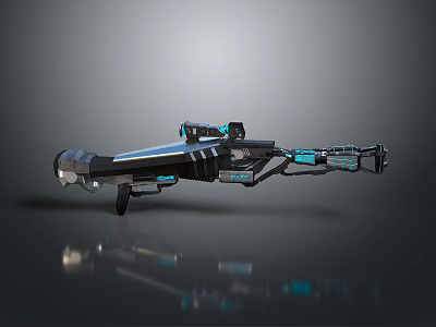Futuristic Sci Fi Weapon With Blue Glowing Accents And Advanced Tech Design 3d model