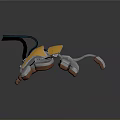 Futuristic Yellow Motorcycle With Green Tubes And Brown Mechanical Parts