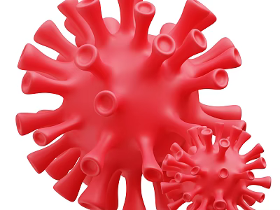 Red Coronavirus Structure With Spike Proteins And Viral Particles 3D Rendering 3d model