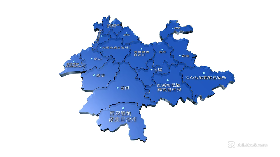 Blue China Map Wall Decor With Province Names For Home Interior 3d model 