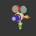 Industrial Gas Regulator with Brass Body Red Blue Gauges Blue Knob and Connection
