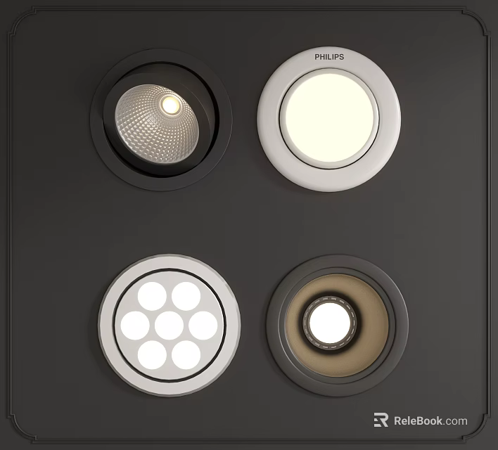 Modern Recessed Ceiling Lights With Various Design Styles And Black White Frames 3d model 