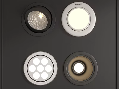 Modern Recessed Ceiling Lights With Various Design Styles And Black White Frames 3d model