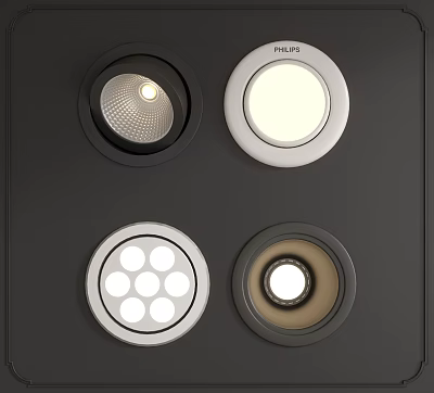 Modern Recessed Ceiling Lights With Various Design Styles And Black White Frames 3d model