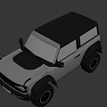 Rugged Off Road Vehicle with Black Roof Yellow Headlights Large Tires and UK License Plate