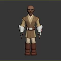 Game And Movie Character Bald Headed Brown Robe White Sleeves Red Belt Brown Boots