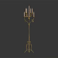 Golden Floor Standing Candelabra Lamp With Multi Branch Design And Decorative Base