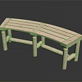 Light Wooden Outdoor Chair With Curved Slatted Seat And Sturdy Legs