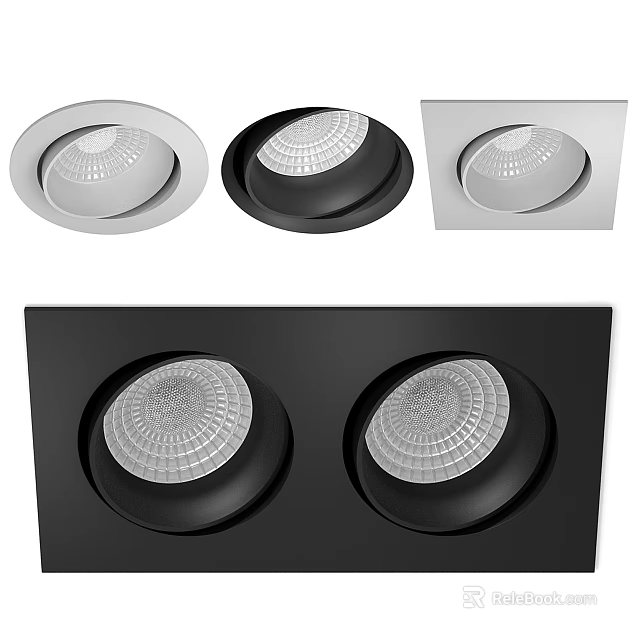Modern LED Downlights Spotlights Black White Round Square Double Design 3d model