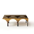 Modern Black Coffee Table With Geometric Pattern Top And Arch Legs Design 3d model