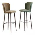 Modern Gray Bar Stools With Fabric Seats Metal Legs High Back And Cross Support