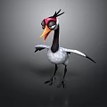 Cute Cartoon Bird Shaped Decorative Toy With Black White Feathers And Red Head Design