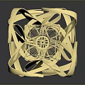 Modern Abstract Gold Metal Furniture With Curved Lines And Reflective Surface