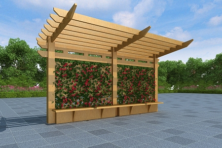 Flower Rack Vine Rack Corridor Rack Wooden Flower Rack 3d model