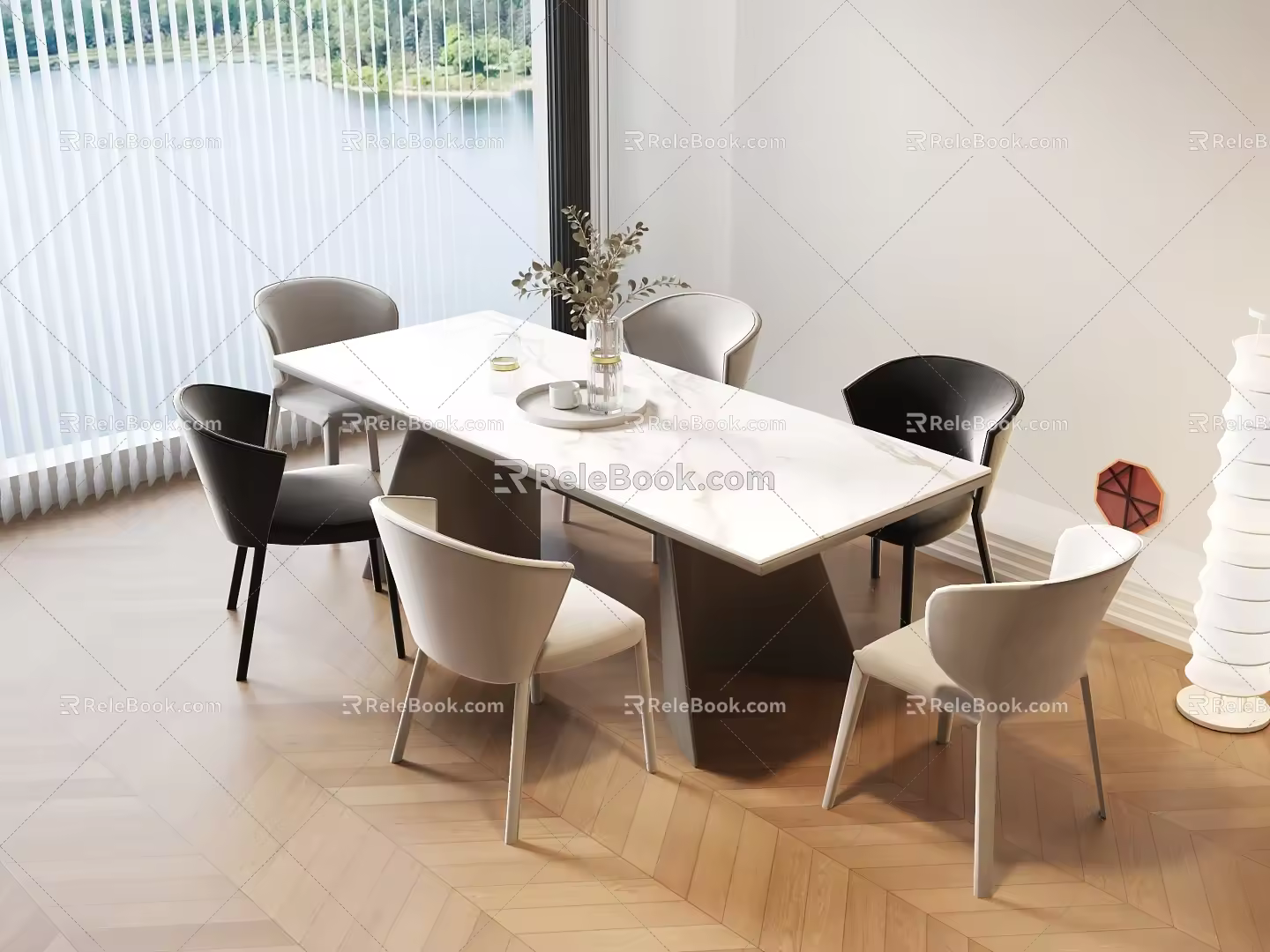 Dining Table Light Luxury Dining Table Italian Dining Table Dining Table Combination Dining Chair 3d model