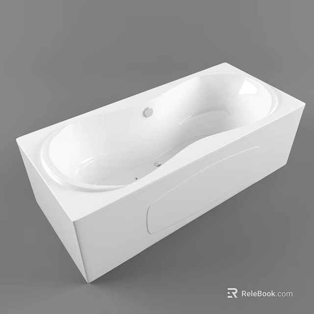 White Freestanding Bathtub With Modern Sleek Design And Smooth Surface 3d model 