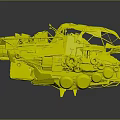 Weapon Equipped Armored Vehicle In Rusty Blue With Cannons Storage Crates And Graffiti