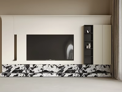 Modern TV Wall Design With Patterned Base And Cabinets 3d model Modern TV Wall Design With Patterned Base And Cabinets 3d model