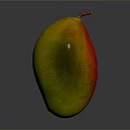 Fresh Ripe Mango with Yellow and Red Skin on Dark Background with Shiny Reflection