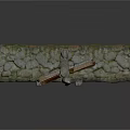 Natural Wood And Stone Architectural Decorative Components With Stone Walls And Wooden Structures