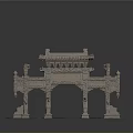 Traditional Chinese Archway With Intricate Carvings And Ornate Roof Design